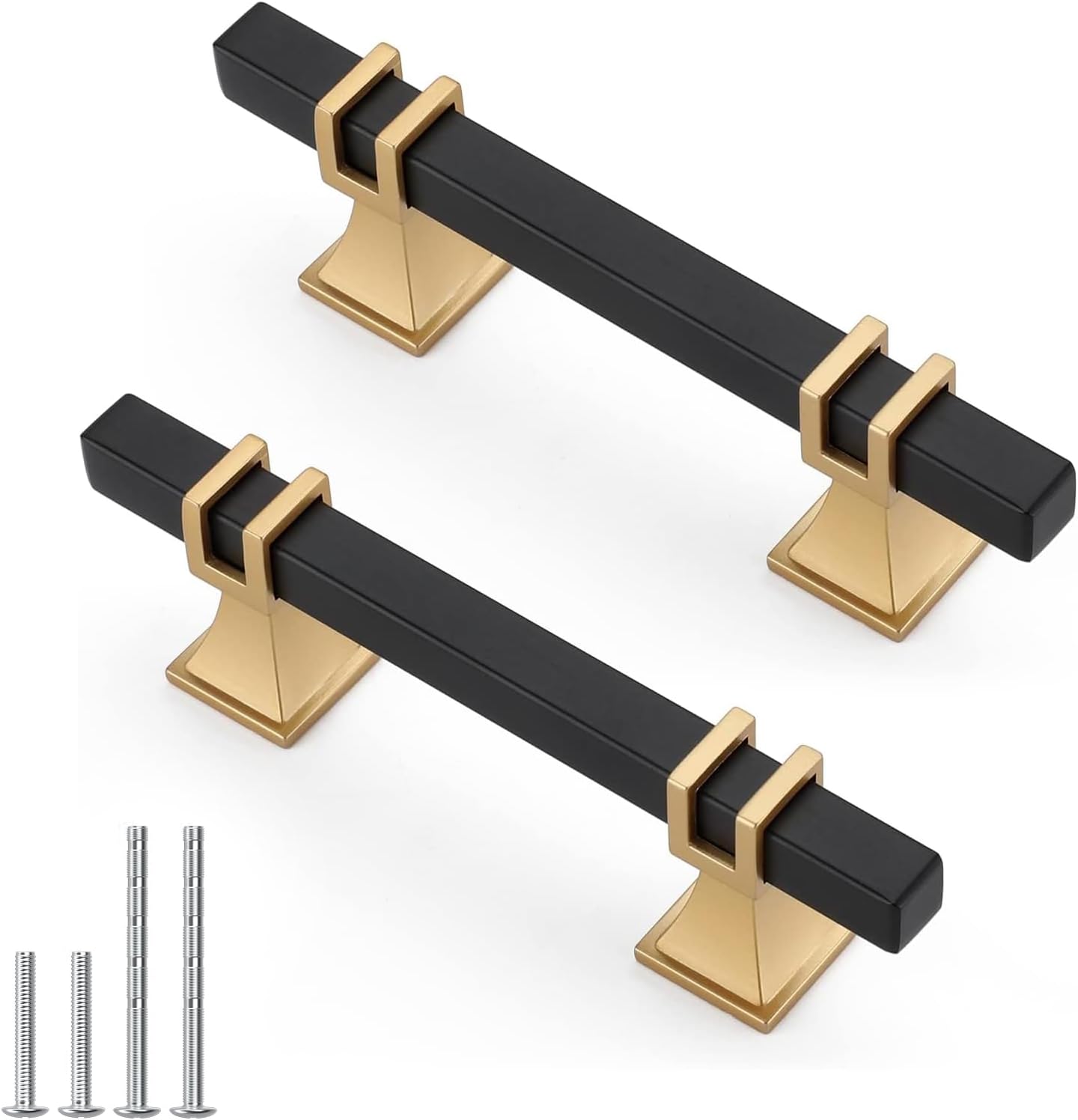 10-Pack Black and Gold Cabinet Pulls, 3-inch, with Screws