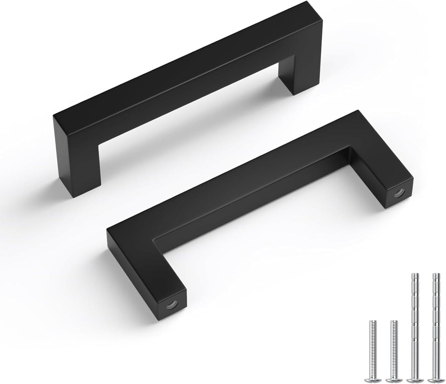 10-Pack Black Square Bar Cabinet Pulls, 3-inch, with Screws