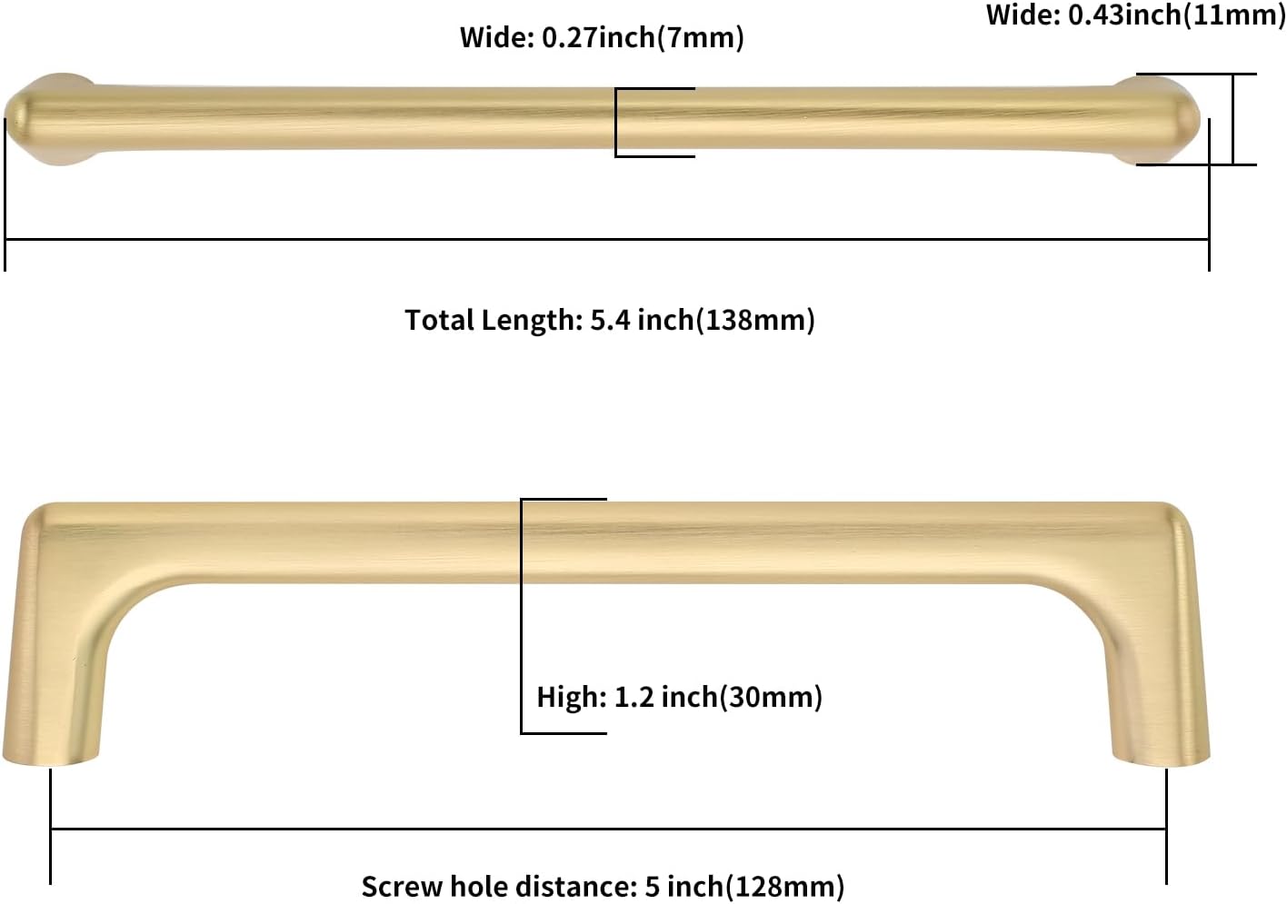 10-Pack Brushed Gold Cabinet Pulls, 5-inch, with Screws — view 2