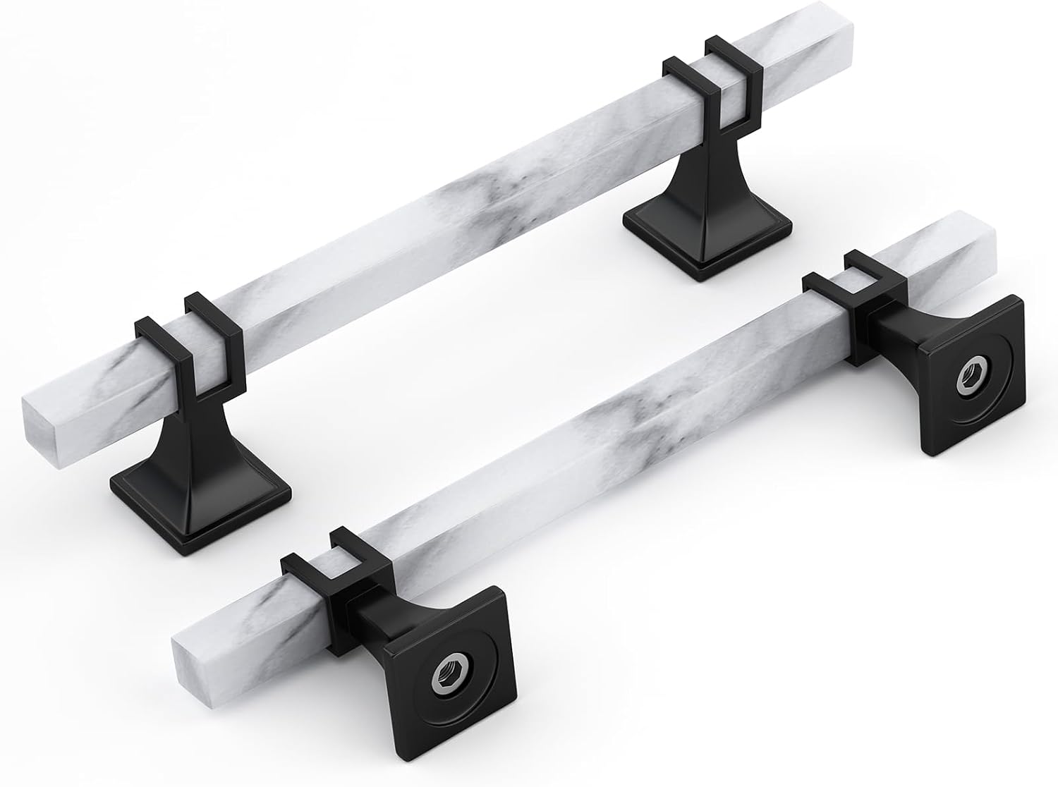 10-Pack Marble Look Cabinet Pulls, Black Zinc Alloy, 5-inch