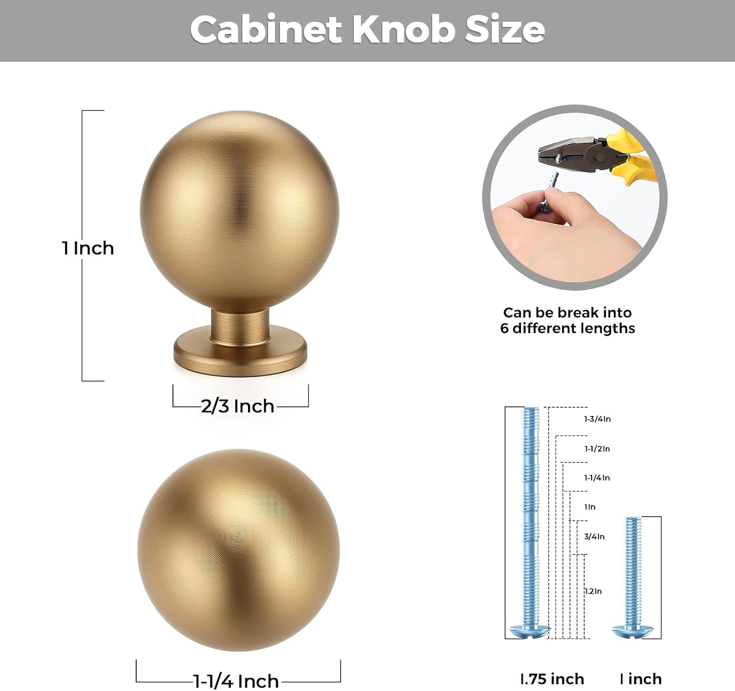 12-Pack Round Gold Tone Cabinet Knobs, 1 Inch Diameter — view 3
