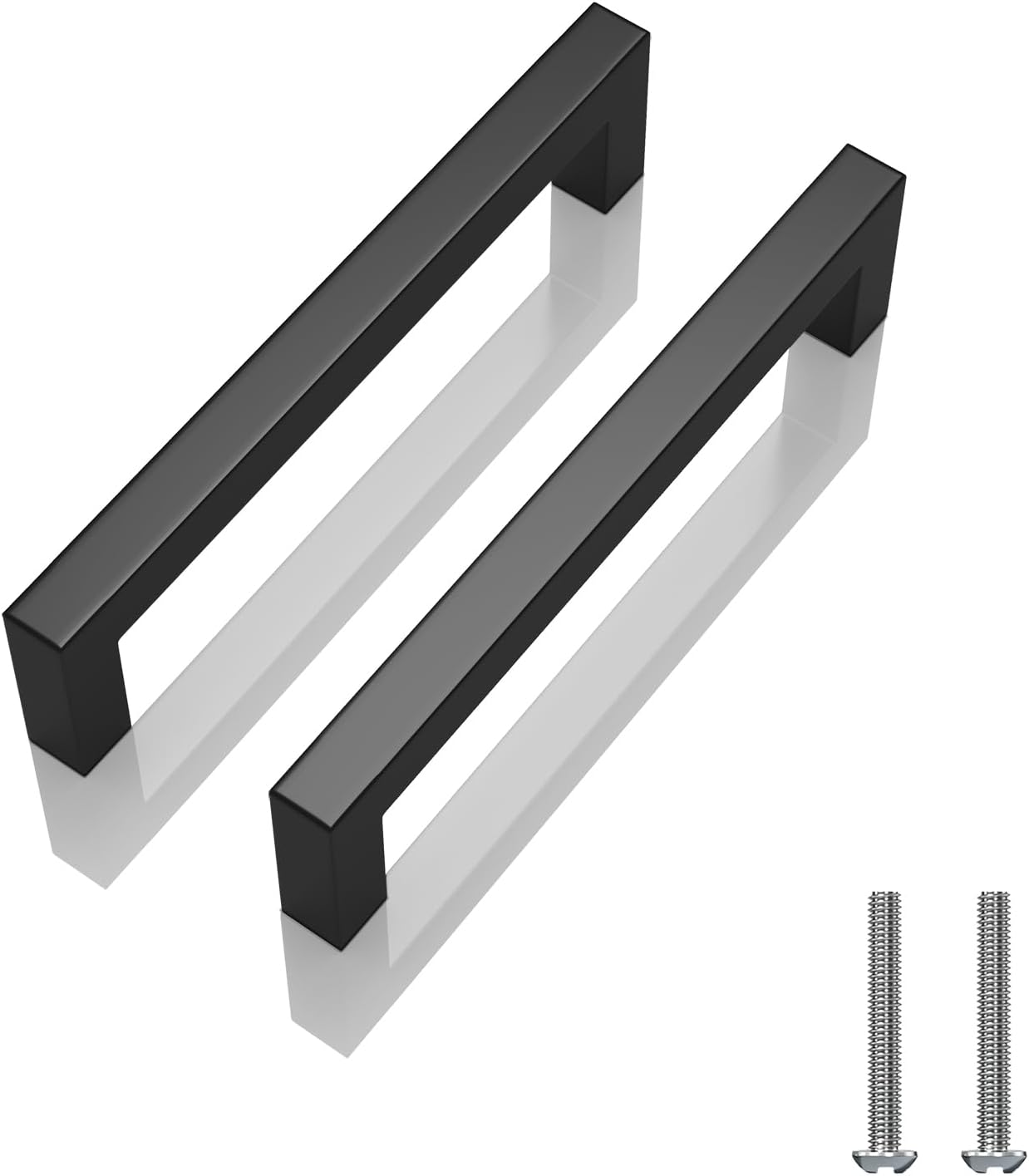 30 Matte Black Cabinet Handles, 5-inch Stainless Steel Pulls with Screws