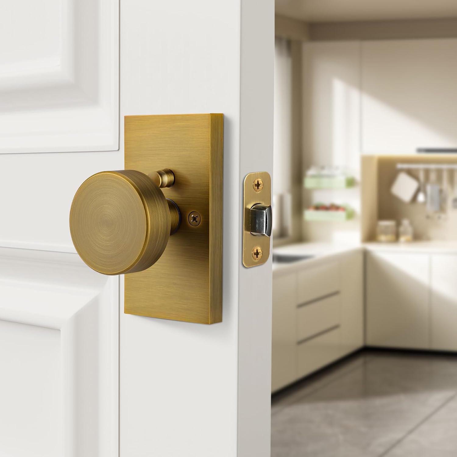 Antique Brass Privacy Door Knob Set for Interior Rooms — view 2