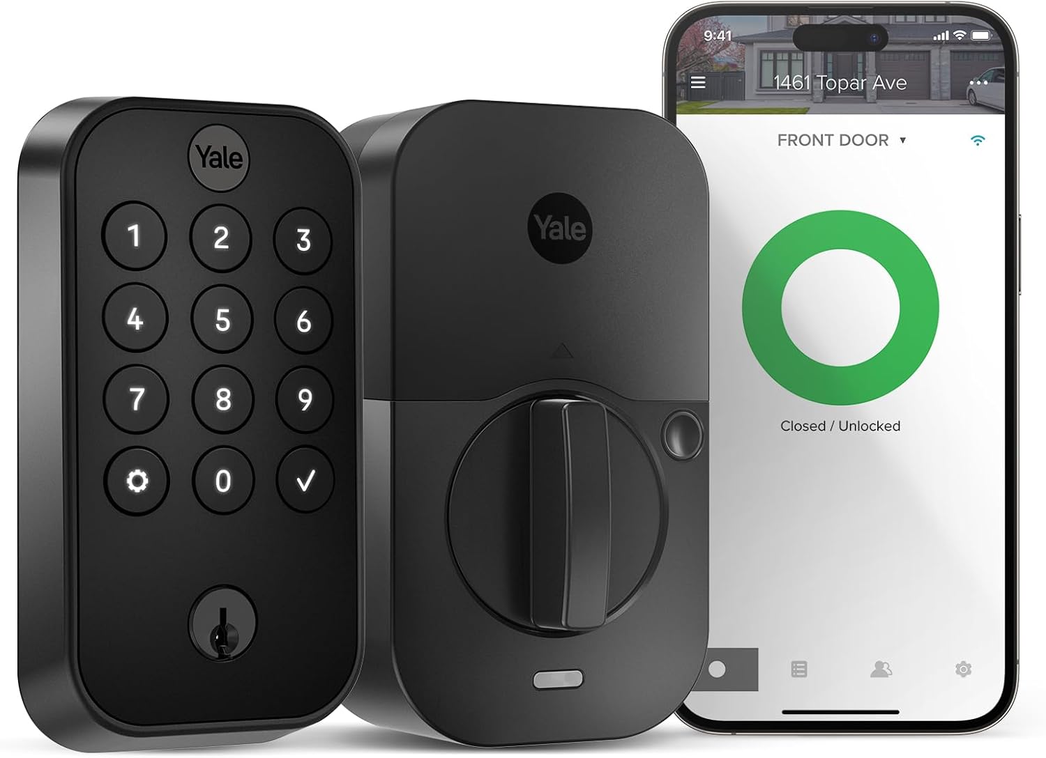 Black Digital Keypad Deadbolt with Wi-Fi Connectivity
