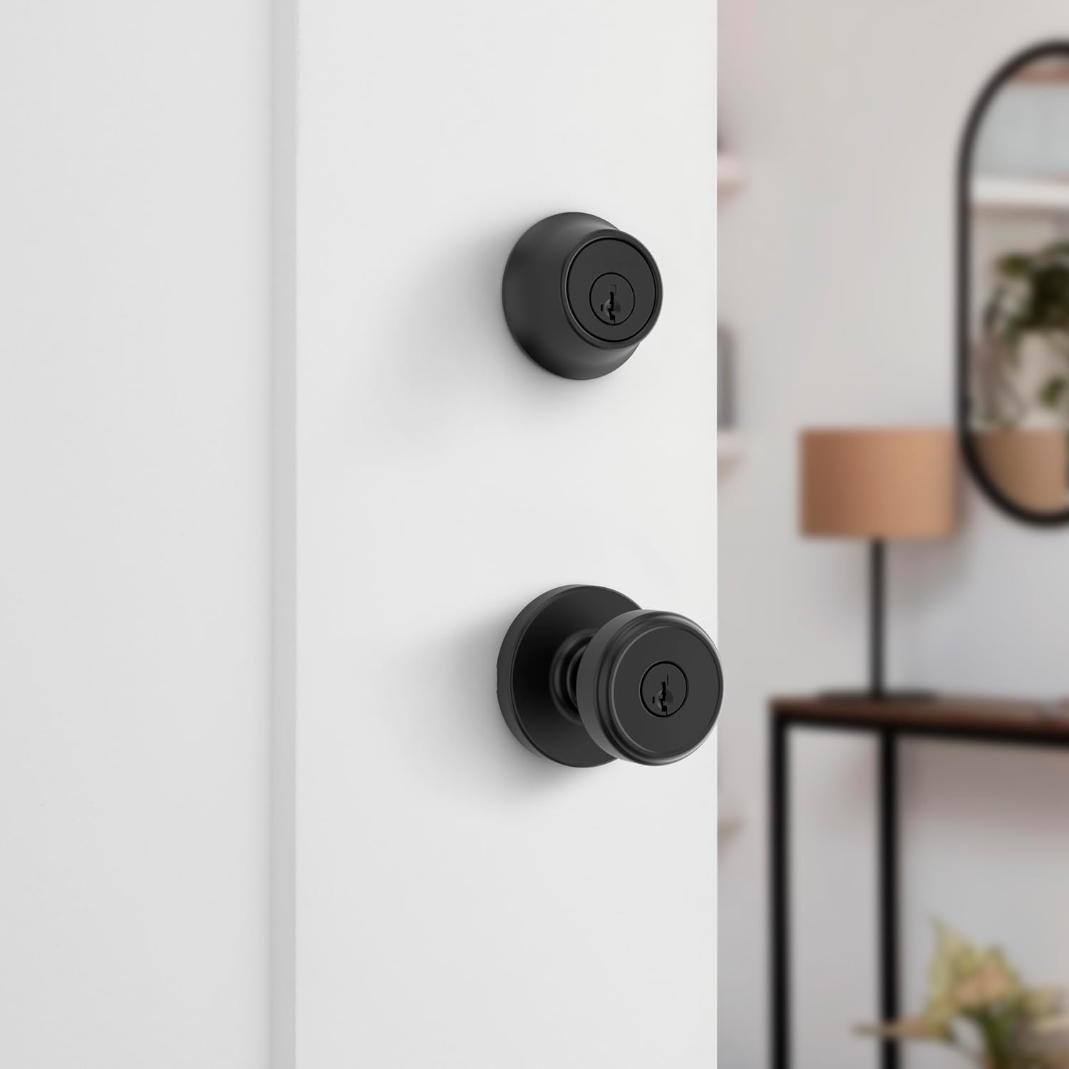 Front Door Handleset and Deadbolt Combo, Matte Black Finish — view 2