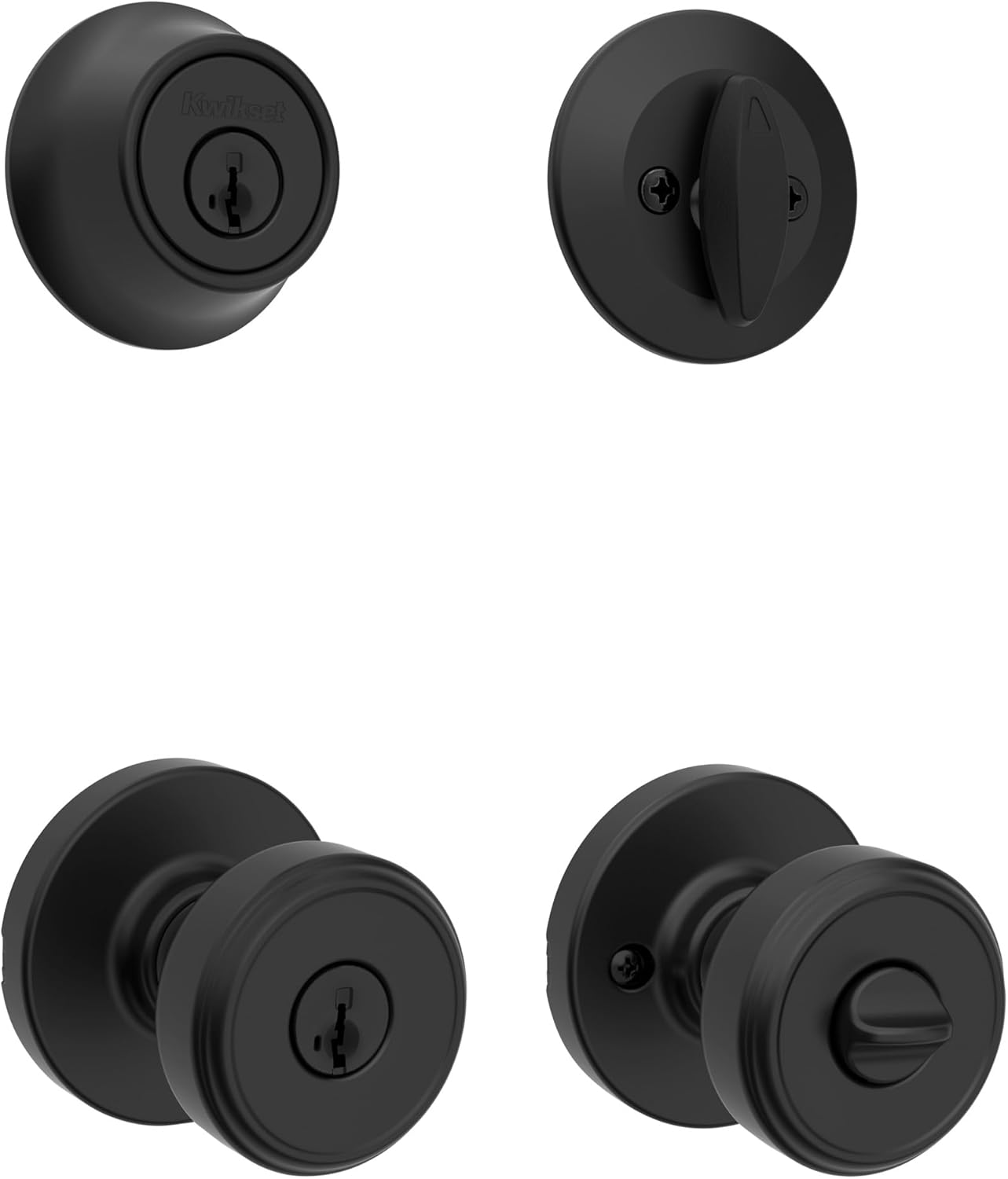 Front Door Handleset and Deadbolt Combo, Matte Black Finish