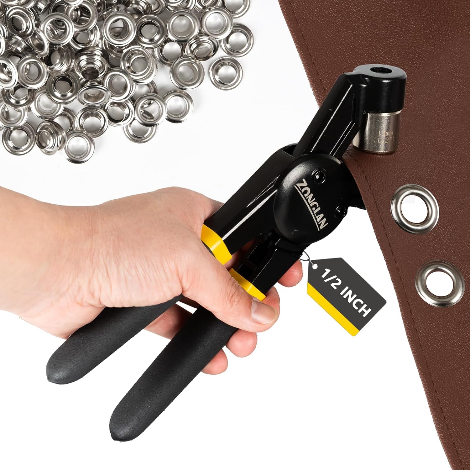 Handheld Grommet Tool Kit, 12mm Eyelet Punch with 300 Sets