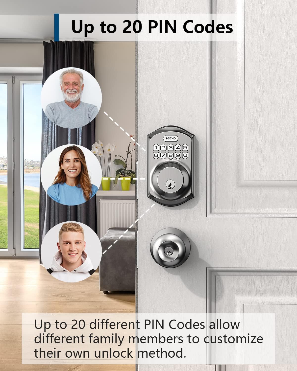 Keypad Deadbolt, Satin Nickel, Keyless Entry with Backup Keys — view 2