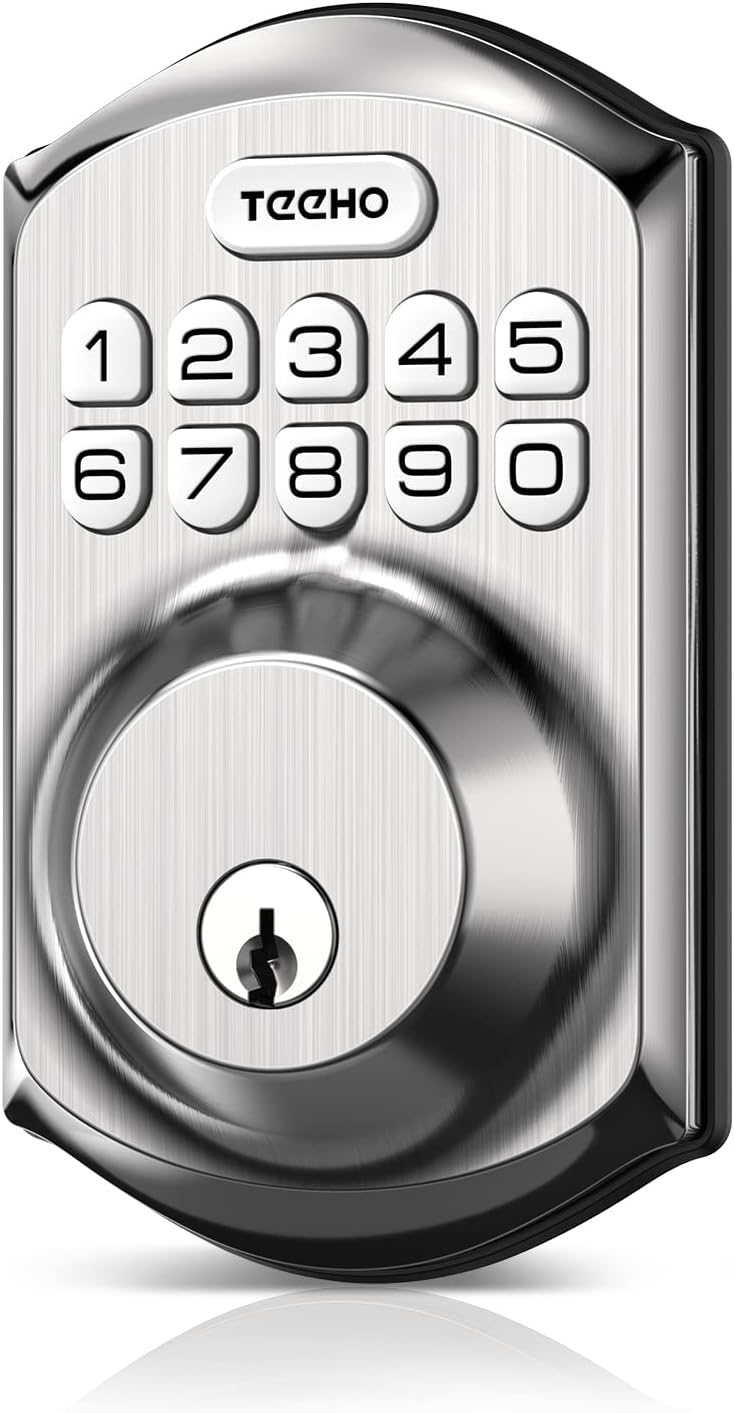 Keypad Deadbolt, Satin Nickel, Keyless Entry with Backup Keys