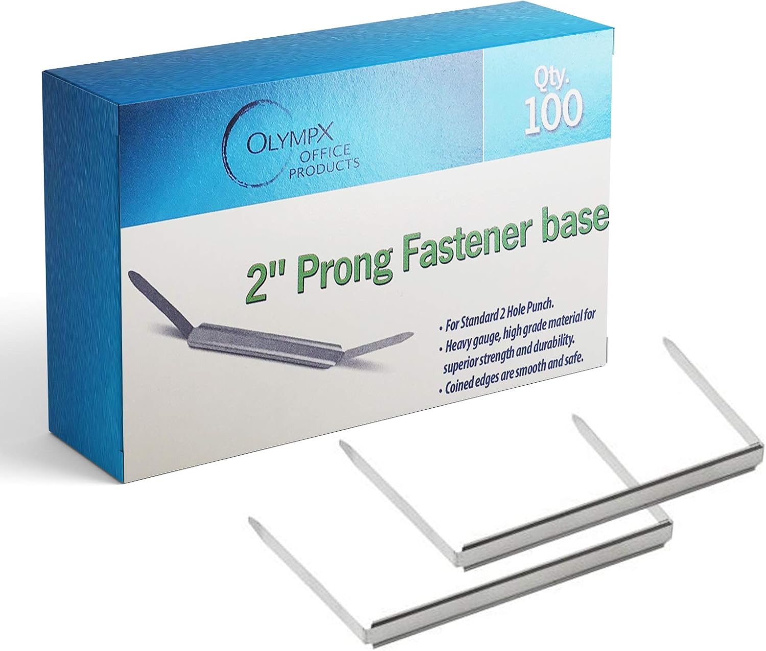 Metal Prong File Fasteners, 2 Inch Capacity, 100 Pieces, Steel