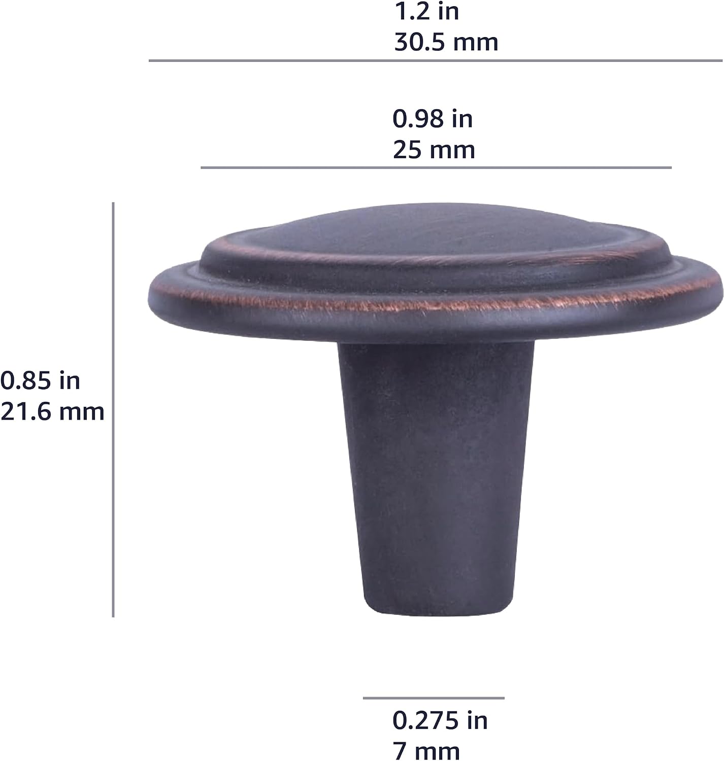 Round Cabinet Knobs, Oil Rubbed Bronze Finish, 25-Pack — view 2
