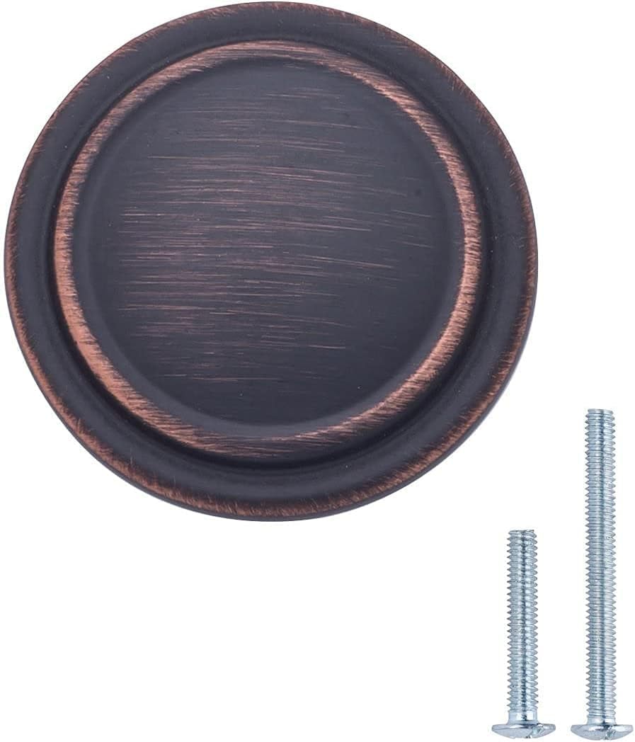 Round Cabinet Knobs, Oil Rubbed Bronze Finish, 25-Pack