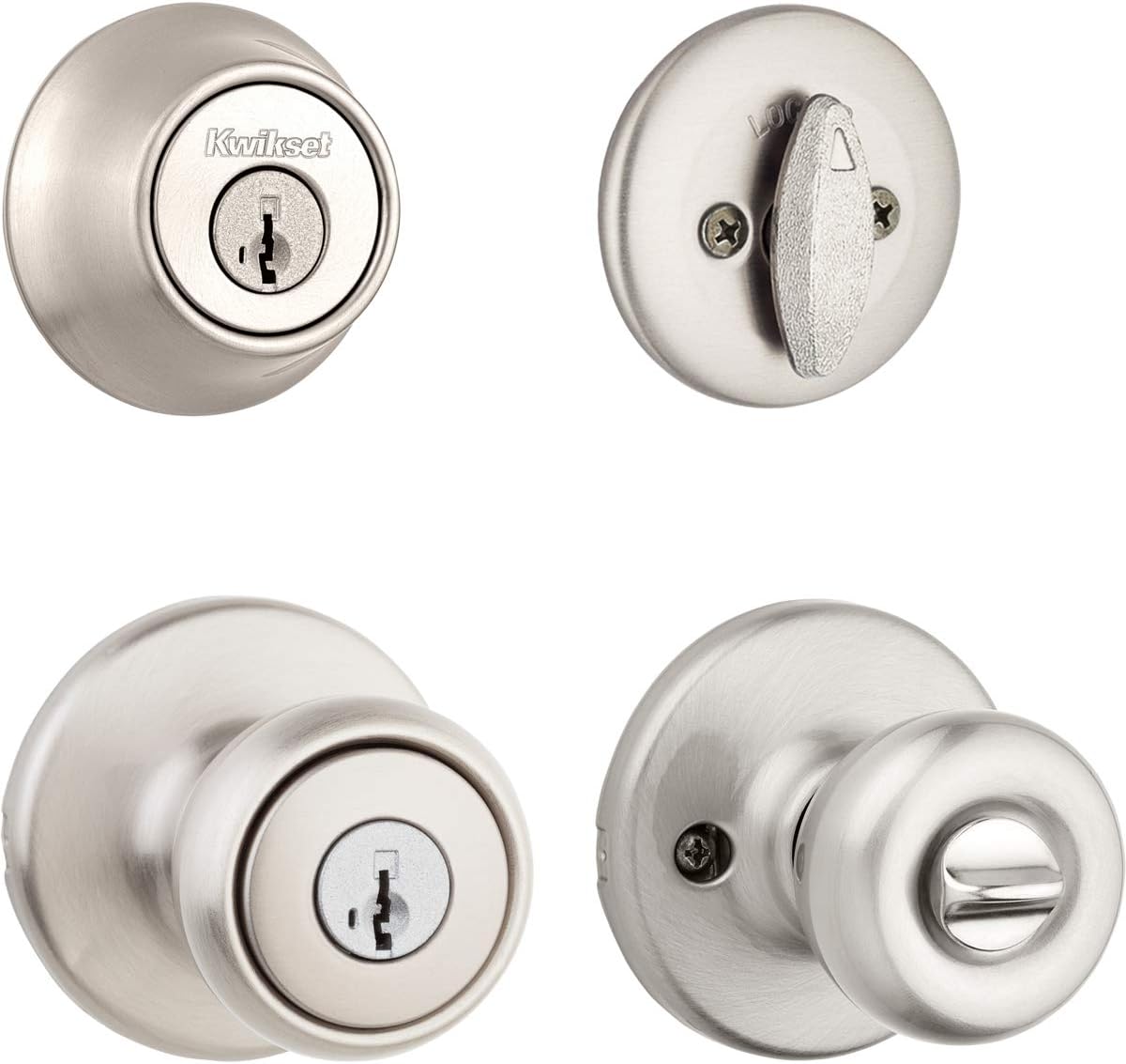 Satin Nickel Entry Deadbolt and Knob Combo Set