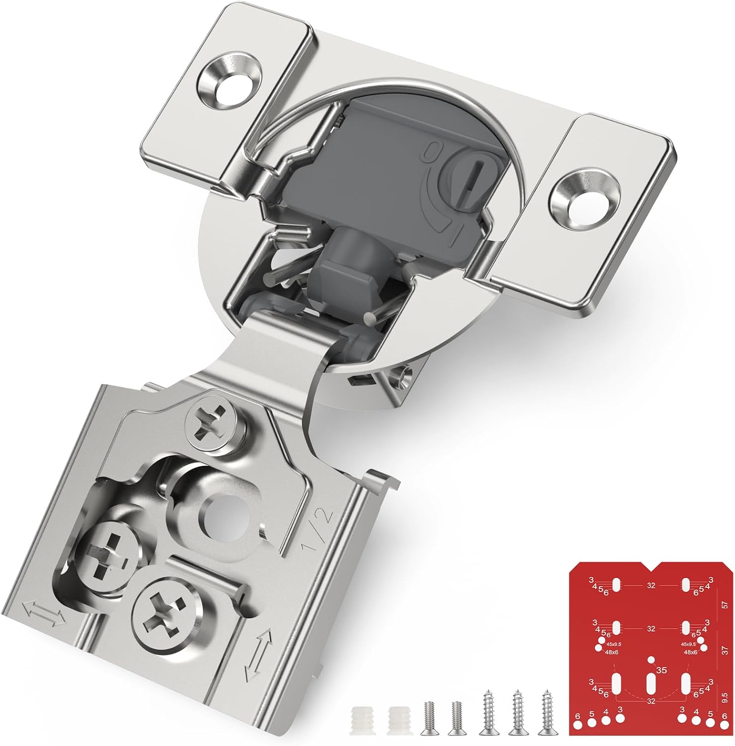 Soft Close Cabinet Hinges, 1/2 Inch Overlay, with Template, 60 Pieces